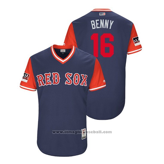 Maglia Baseball Uomo Boston Red Sox Andrew Benintendi 2018 LLWS Players Weekend Benny Blu